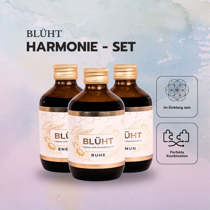 Harmonie-Set / Alle 3 Sorten unseres Wildkräuterauszuges - Ruhe / Energie / Immun - BLÜHT-SHOP